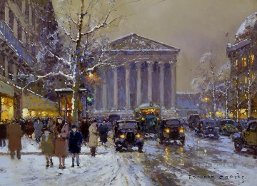 EC rue royale madeleine winter Parisian Oil Paintings